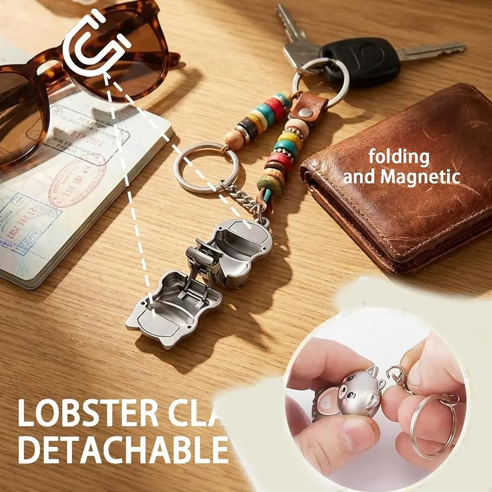with Keychain Mini Folding Nail Clipper Stylized Dog-Shaped Grooming Tool Portable Stainless Steel Personal Care Accessory