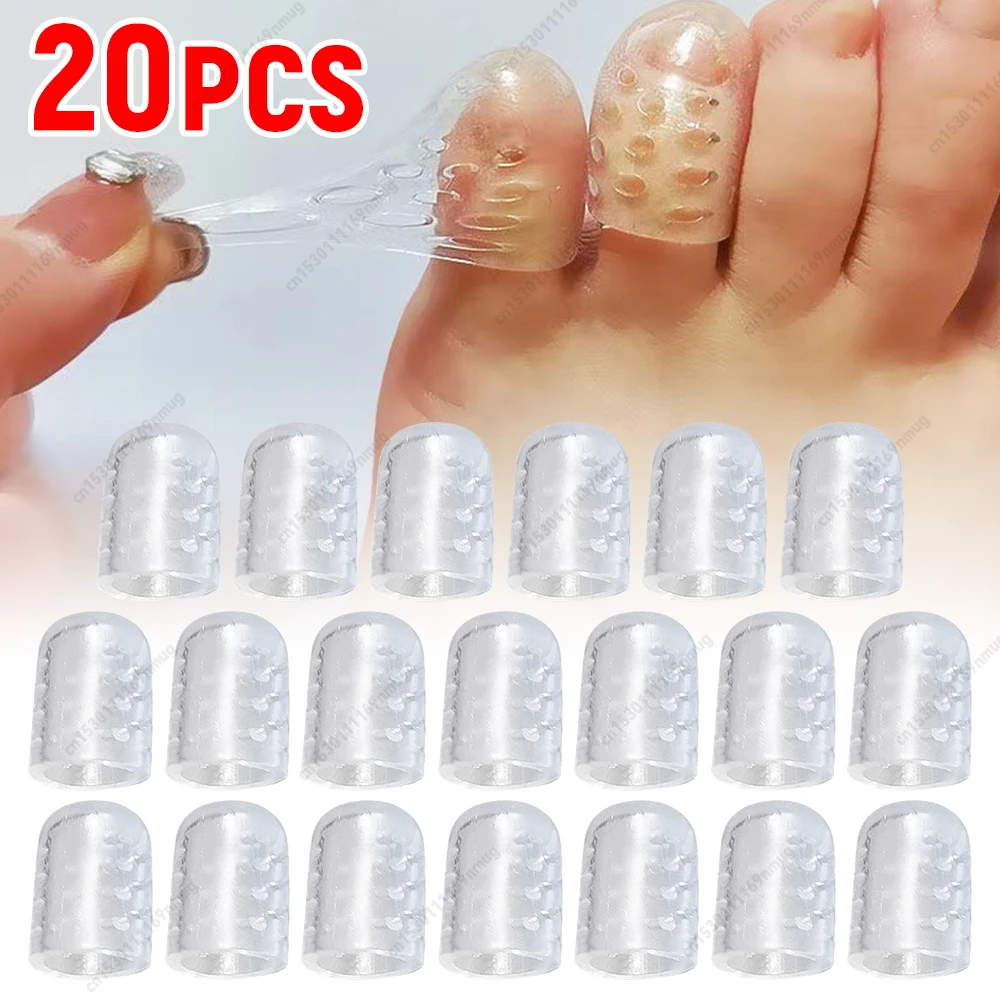 Silicone Toe Cap Cover Transparent Toe Finger Tube Prevents Blisters Anti-Friction Breathable Toe Protector Cap Foot Care Tools