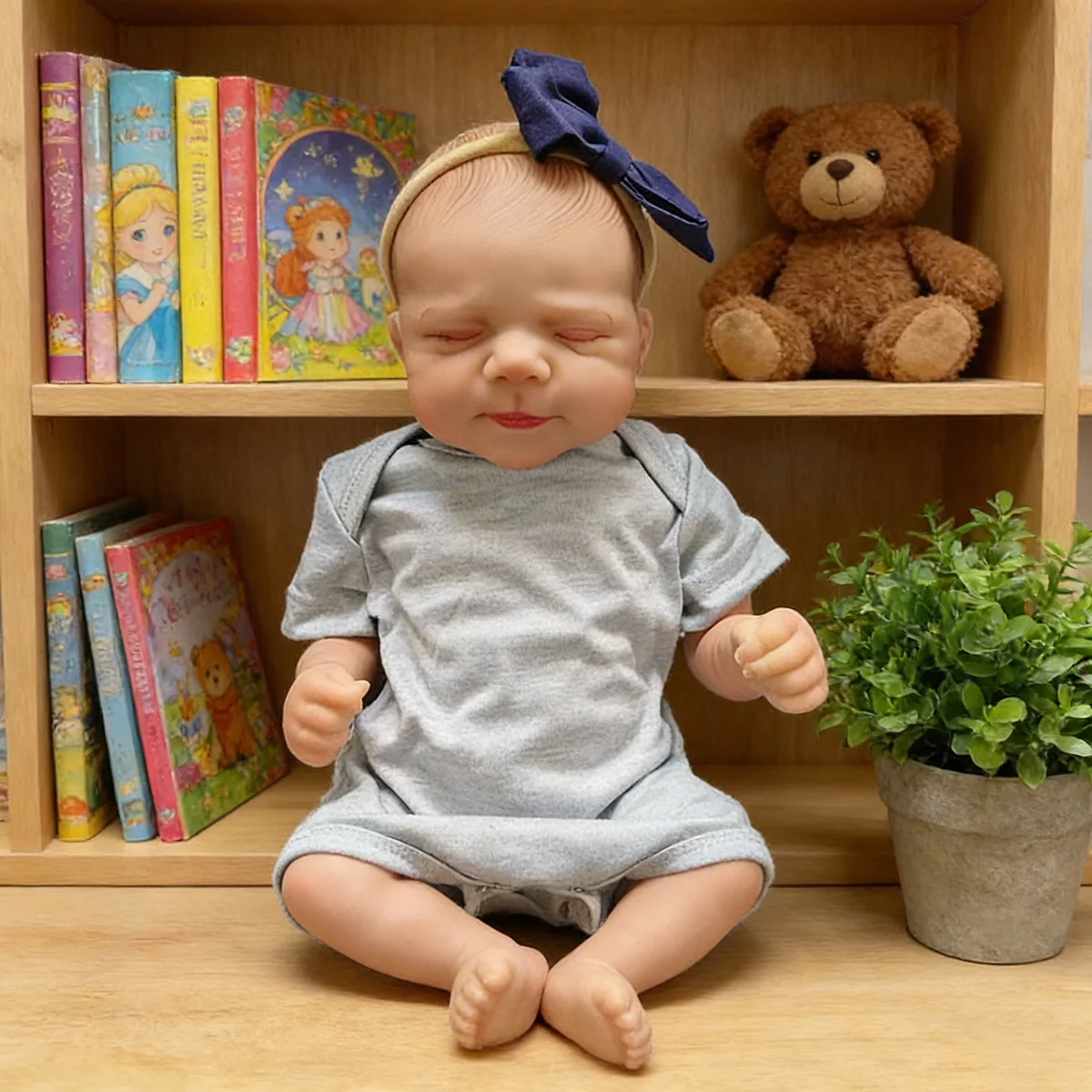 18-calowa lalka Reborn Pascale, realistyczna, śpiąca - skóra 3D, miękki materiałowy korpus i ręcznie malowane włosy