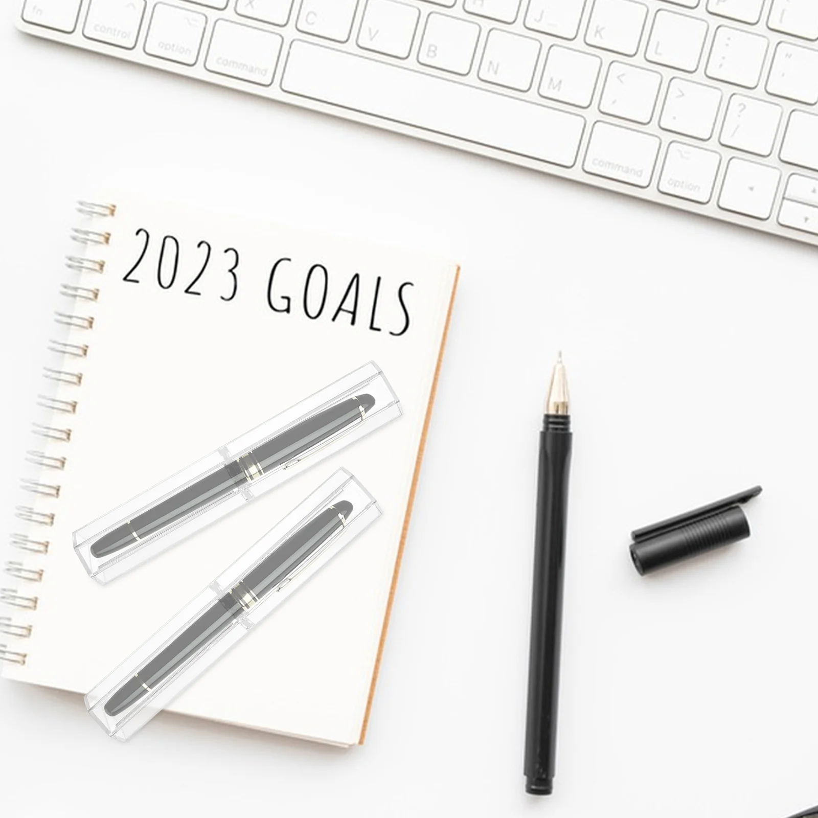 10 Pcs Boxes Transparent Pen Ballpoint Display Case Containers Pencil Cases Holder Empty Single