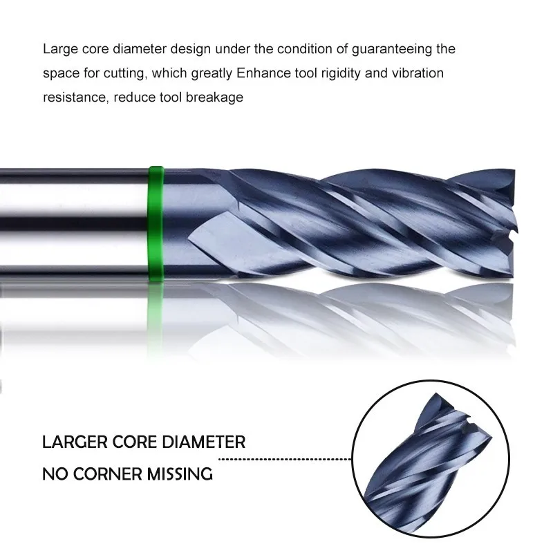 ROMTIC 1.0-20mm Colored Ring Tungsten Steel Carbide Flat End Mills For CNC Mechanical Stainless Steel  Milling Cutter Tools