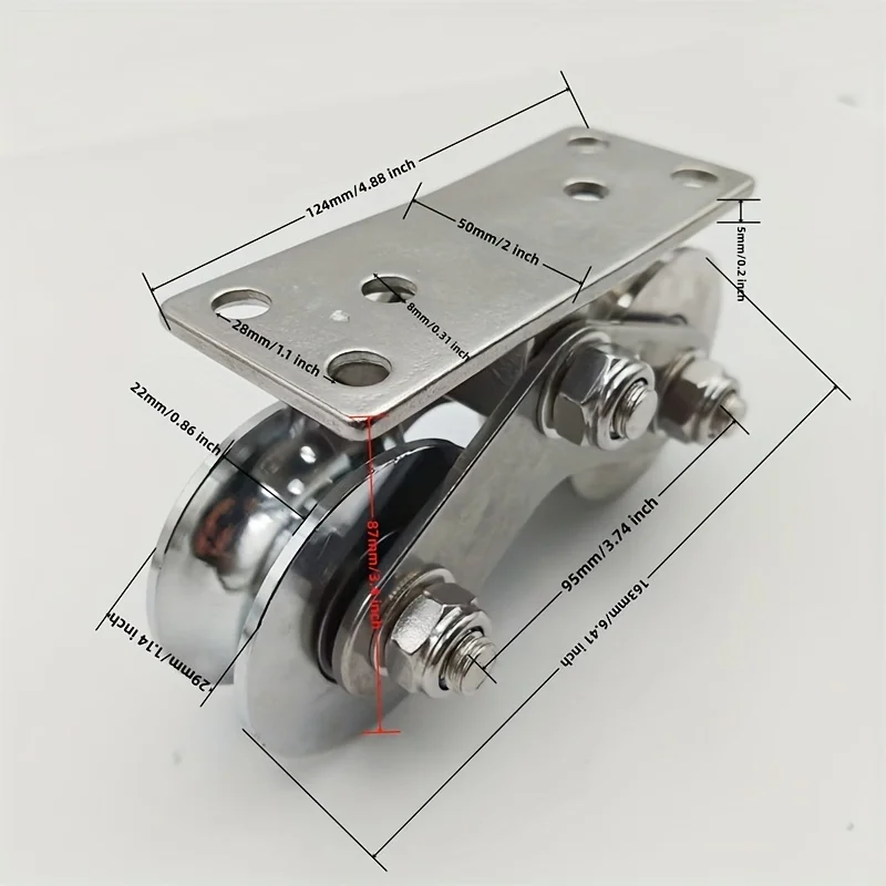 1pcs 304 Stainless steel bracket U/V/H groove type bottom double wheel  pulley roller high load bearing track moving wheel