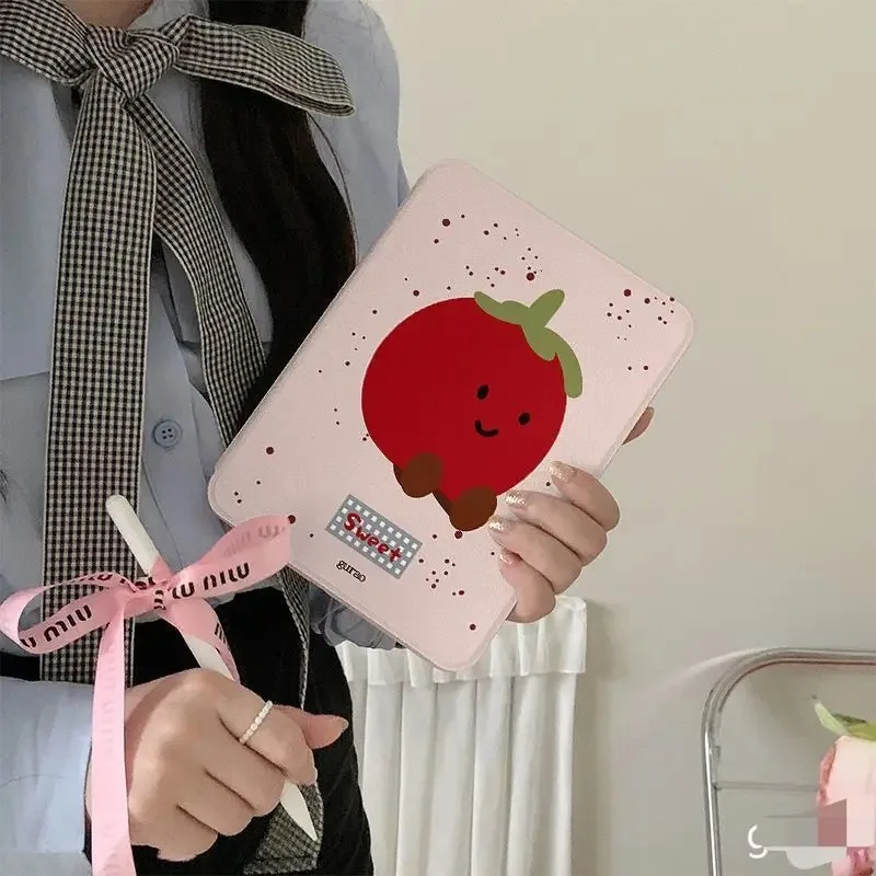 Tomato Rotating Bracket Pen Slot Tablet Case For Mini7 6 iPad11 10 6 5 Pro 2024 2022 2021 2020 2018 Air2025 2024 5 4 3 Cover