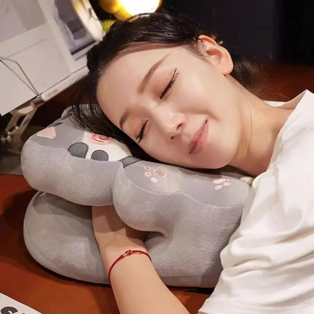 

Двусторонняя грелка для рук, супер мягкая, сохраняющая тепло, офисная подушка для сна с котом, подушка для рук с рисунком кота, мягкая подушка для мужчин и женщин