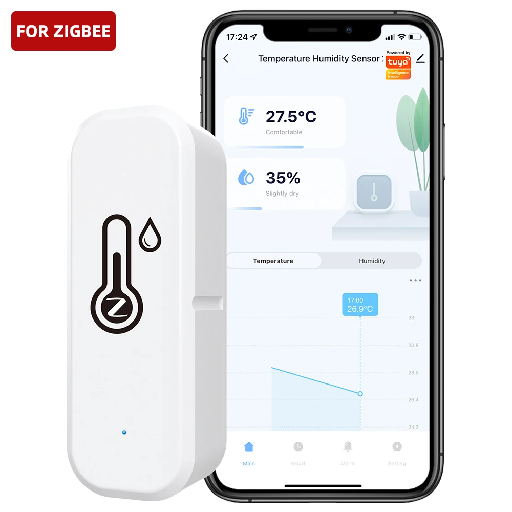 Tuya WiFi And Zigbee  HumidityTemperature Sensor Indoor Battery Powered APP Monitoring Works With Alexa Google Home Voice