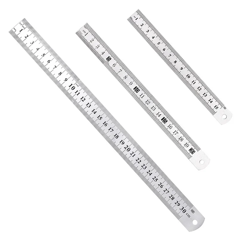 1PC Stainless Steel Sewing Metal Rulers Metric Straight Rule Precision Scale Double Sided Measuring Stationery Drafting Tools