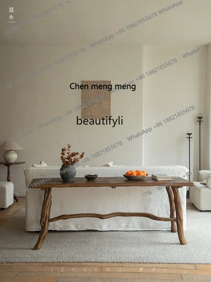 

P178 Weathered Wood Creative Old Wood Dining Table Old Elm Tea Table Solid Wood Desk a Long Narrow Table Silent Style furniture