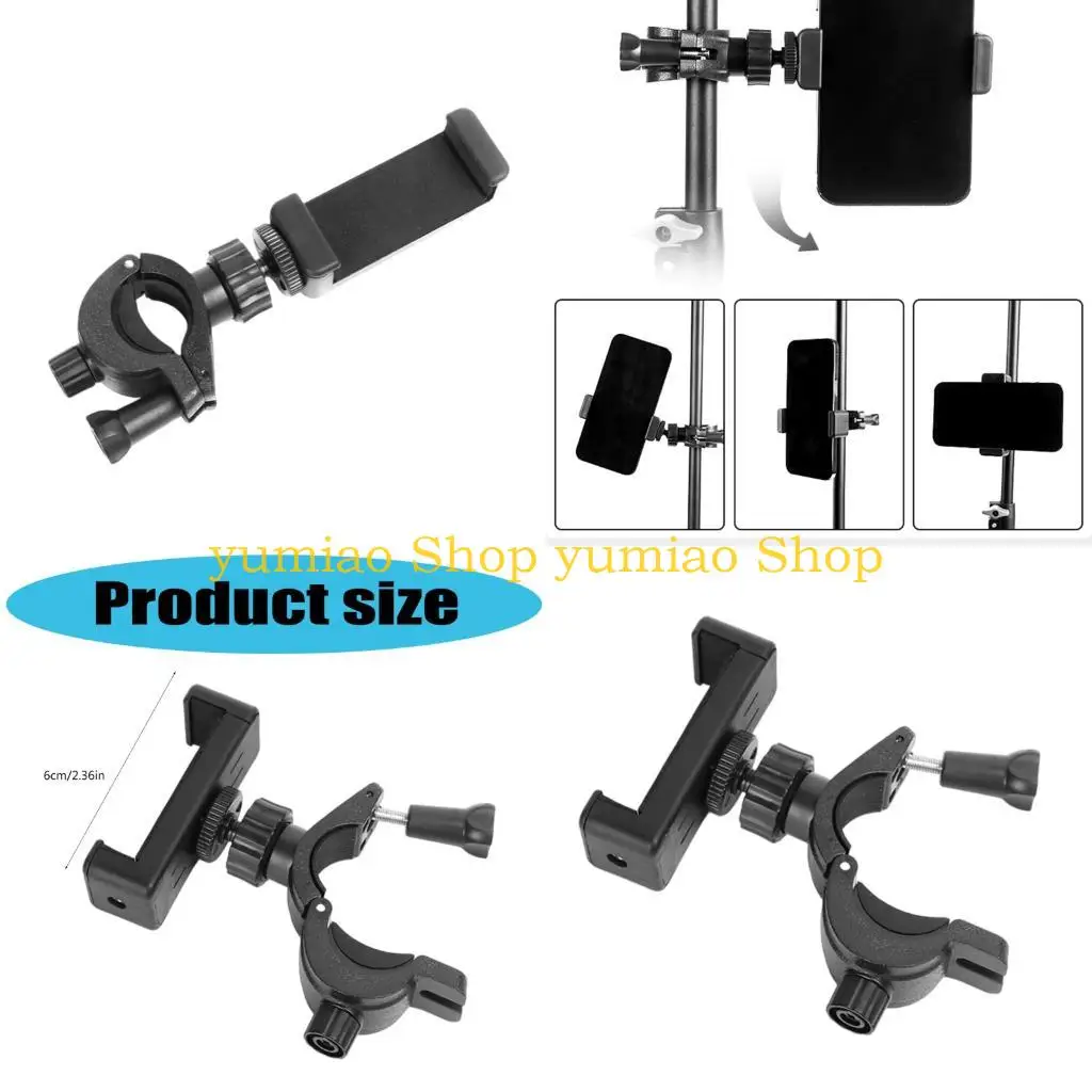 587B 360 Degree Rotating Phone Mount For Mic Stand Phone Clip Holder Tripod Adapter
