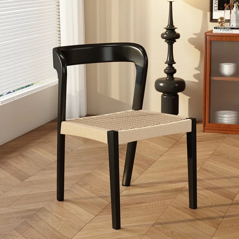 Designer Dining Chair Solid Wood Retro Home Rattan Chair Nordic Medieval Minimalist Restaurant 벤치의자 Comedor Kitchen Furniture image 4