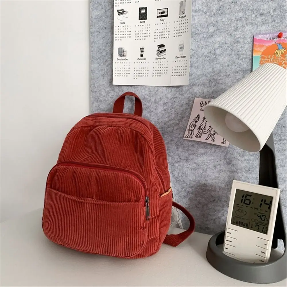 Casual Small Backpacks Aesthetic Corduroy Mini Backpack Purse Japanese Style Travel Roomly Double Shoulder Bags New Hot