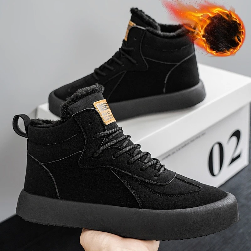 

New Winter Warm Men's High Top Cotton Shoes Fashion Plush Thick Men's Snow Boots Casual Shoes