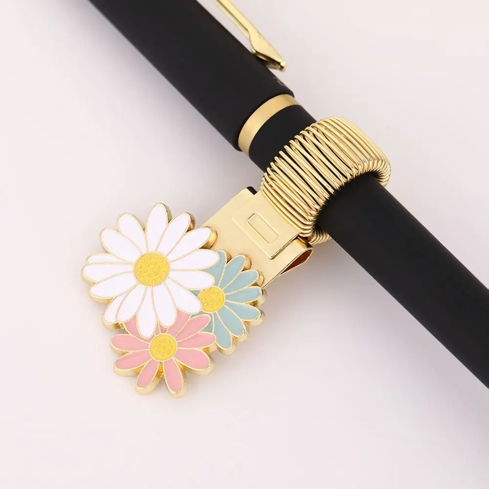 High-end Metal Bookmark Pen Clip Daisy Retro Notebook Marker Reading Multifunctional Page Divider Stationery