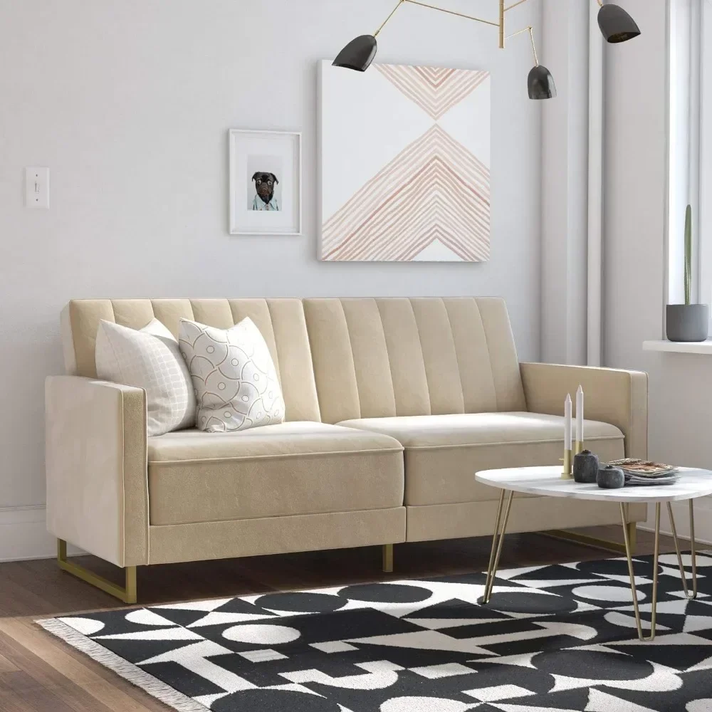 

q Novogratz Skylar Coil Futon, Modern Sofa Bed and Couch
