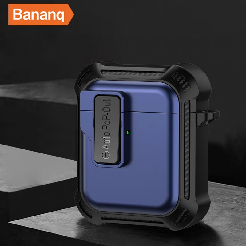 

Bananq Shockproof Earphone Case For Airpods 3 2 1 Keychain Secure Lock Clip Magnetic Pop-up Switch Cover For AirPods Pro 2