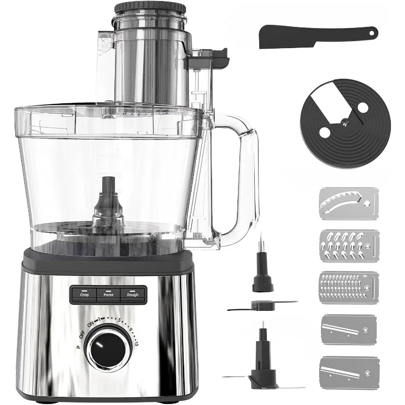 

14-Cup Lemon Slicer Food-Processor - Large Feed Chute, 13 Speeds & Pulse, 3 Programs，Cheese Shredding, Cutting Fries, Meat Chopp