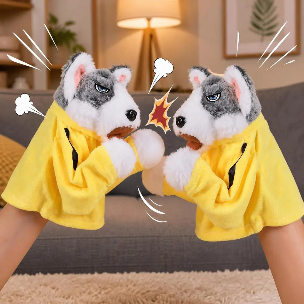 Funny with Sound Boxing Dog Doll Plush Battle Tricky Doll Kids Gifts Interactive Toy
