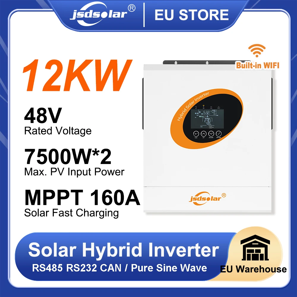 12kW Hybrid-Solarwechselrichter 220VAC Hochleistungs-Off-/On-Grid Reiner Sinuswellen-Wechselrichter 48VDC Dualer PV-Eingang Eingebauter 160A MPPT
