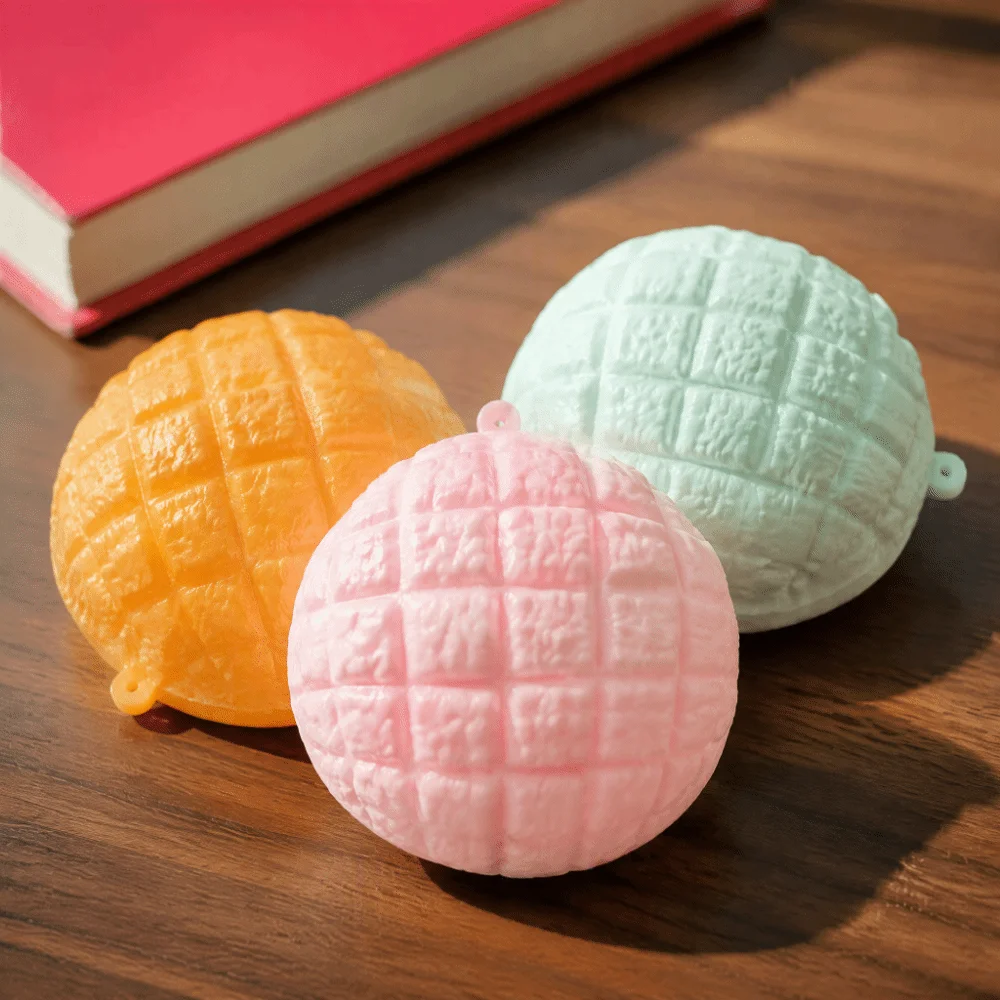 Novelty Food-Shaped Pineapple Bun Squishy Non-Bounce Crunchy Noodle Squeeze Toys Soft TPR Moldable Sensory Fidget Ball Xmas Gift