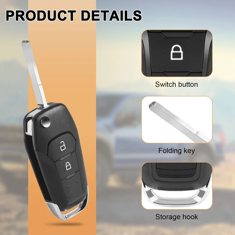 Car Smart Remote Key 2 Button 433Mhz Fit For Ford Ranger F150 2015 2016 2017 2018 Id49 Pcf7945p Eb3t-15K601-Ba