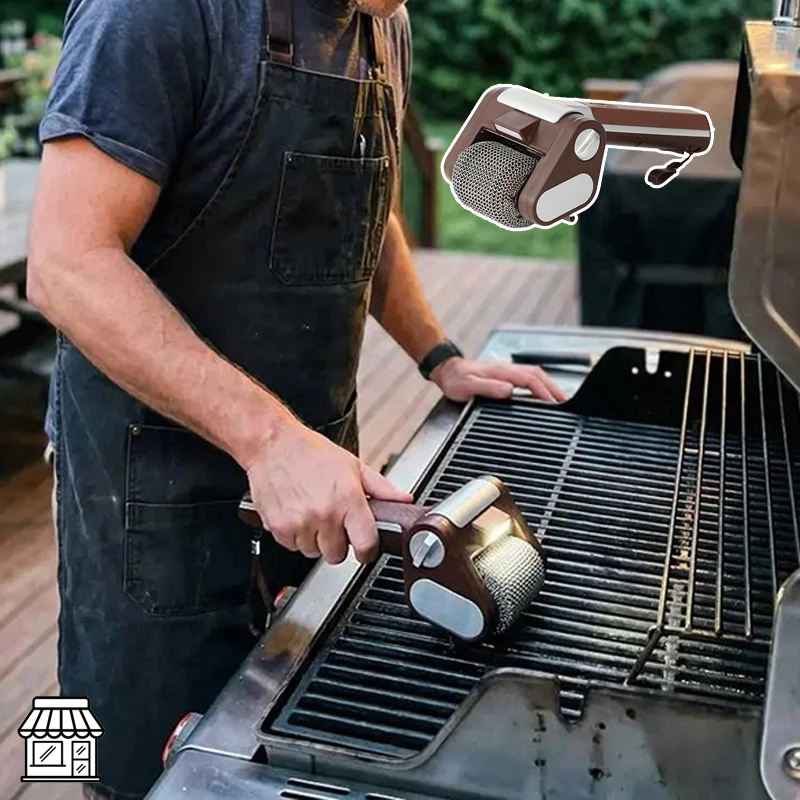 

Stainless Steel Roller Barbecue Grill Cleaner - Electric With Light - For Removing Burnt Residues - Barbecue Cleaning Brush