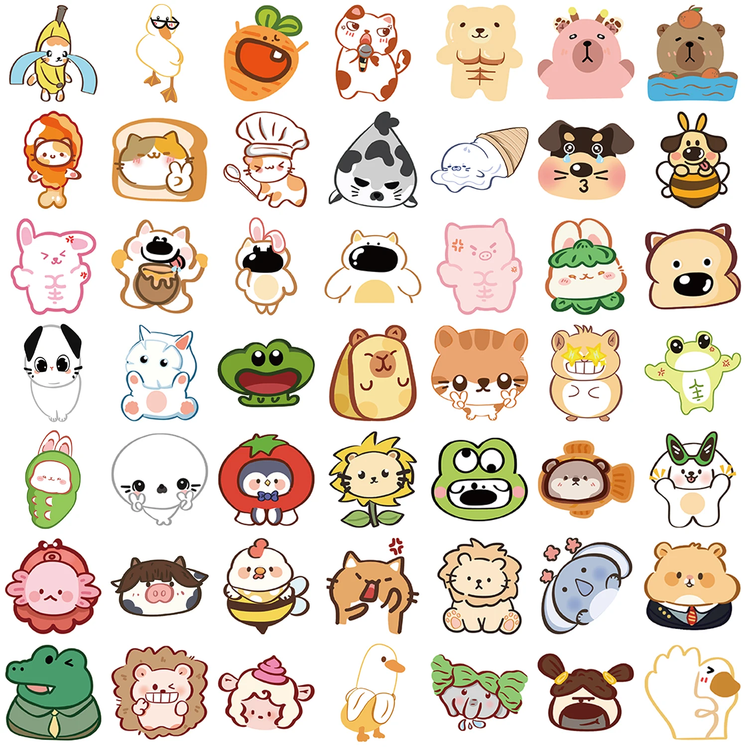 50pcs 추상 동물 의사 비닐 스티커 팩 재미 있은 개구리 팬더 동물 미적 데칼 노트북 물병 스케이트 보드