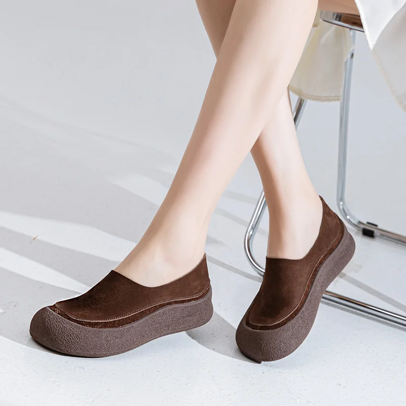 DIMANYU Women Loafers Retro 2025 Autumn New Genuine Leather Ladies Shoes large Size Flat Casual One-foot Slip-on Shoes For Women