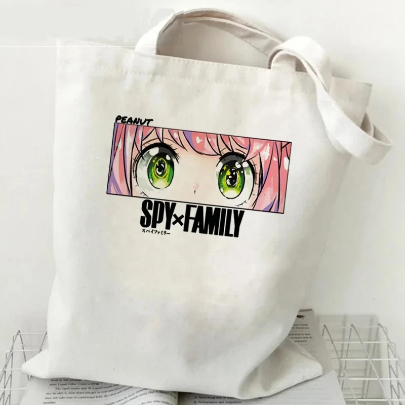 Kawaii Spy X Family Shopping Bag Printed Canvas Anime Shoulder Bag Canvas Tote Eco Large Capacity Womens Portable Shopping Bag image 4
