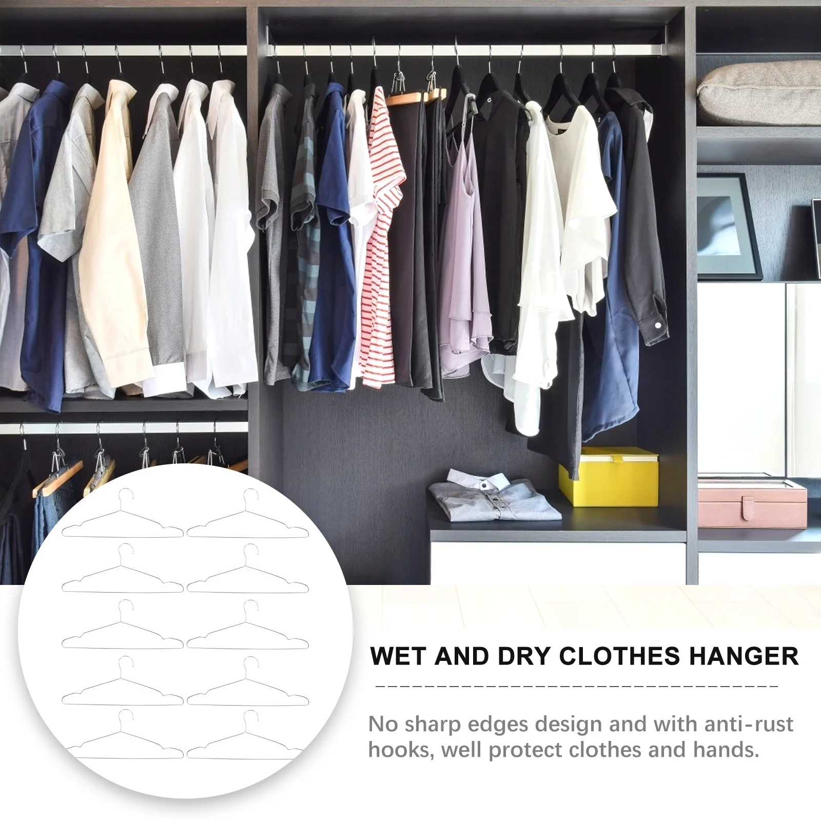 

10 Pcs Clothes Hanger Rack Hangers Hanging Clothing Coat Anti-skid Stainless Steel Suit