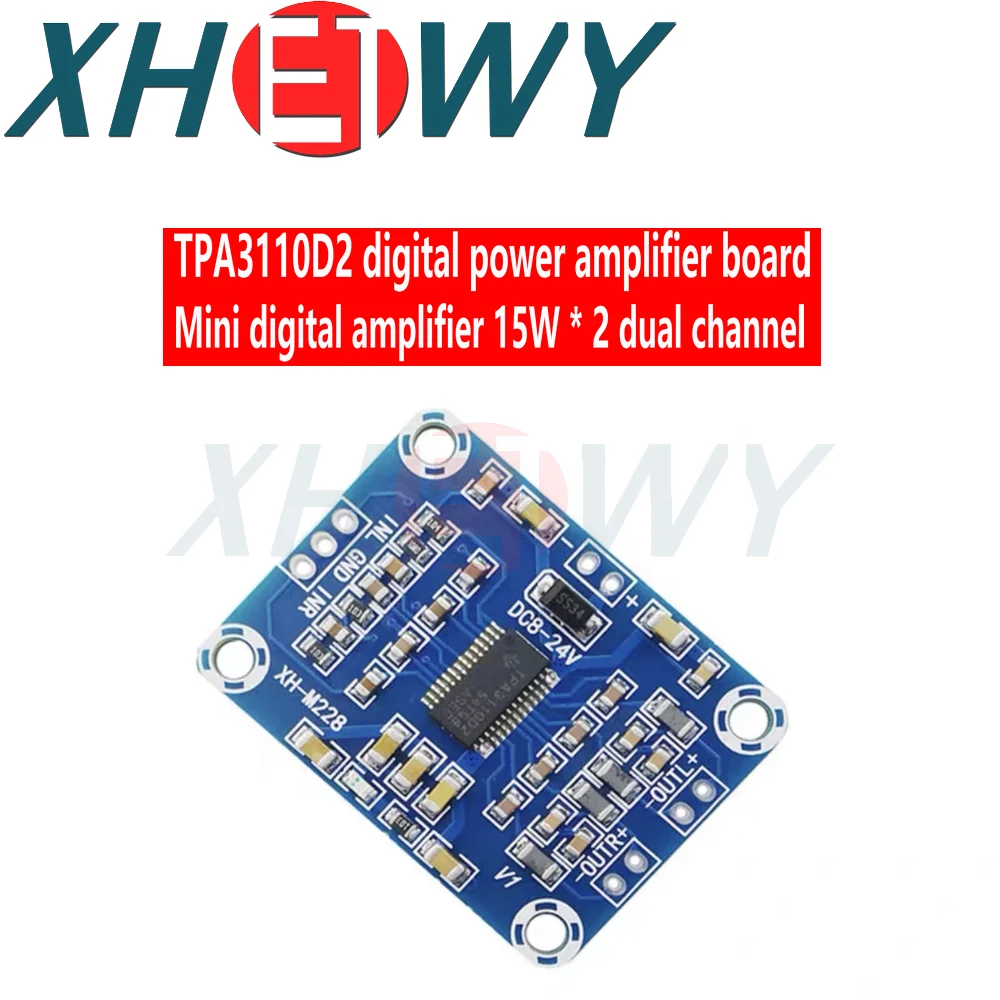 บอร์ดขยายสัญญาณเสียงระบบดิจิทัล2X15W TPA3110แผงวงจรลำโพง XH-M228แผงวงจรตัวควบคุมแอมป์ DC 8-24V TPA3110D2