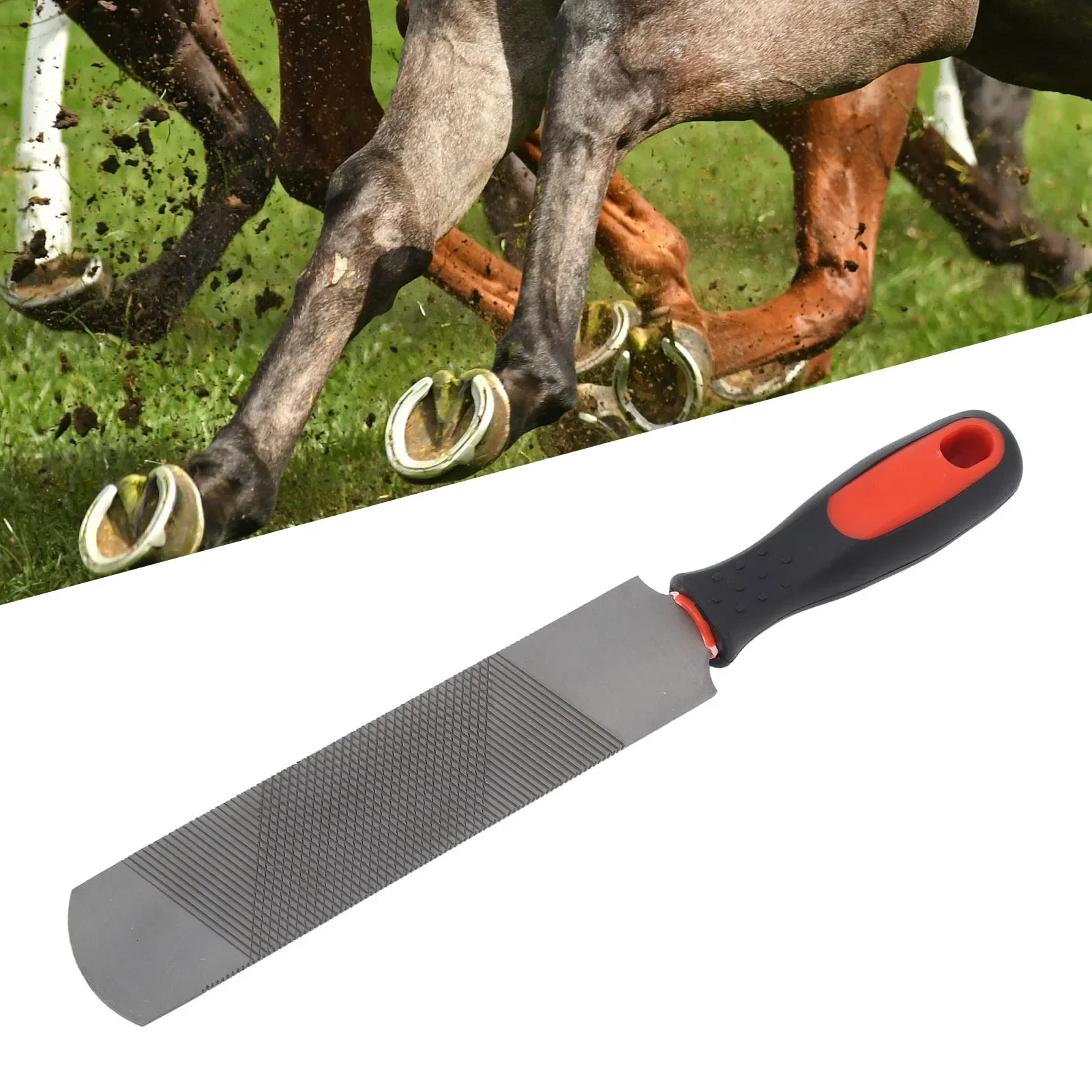 Raspador de pezuña de caballo de 8 pulgadas, lima de herradura ergonómica de acero al carbono, herramienta de recorte de herradura con mango Flexible