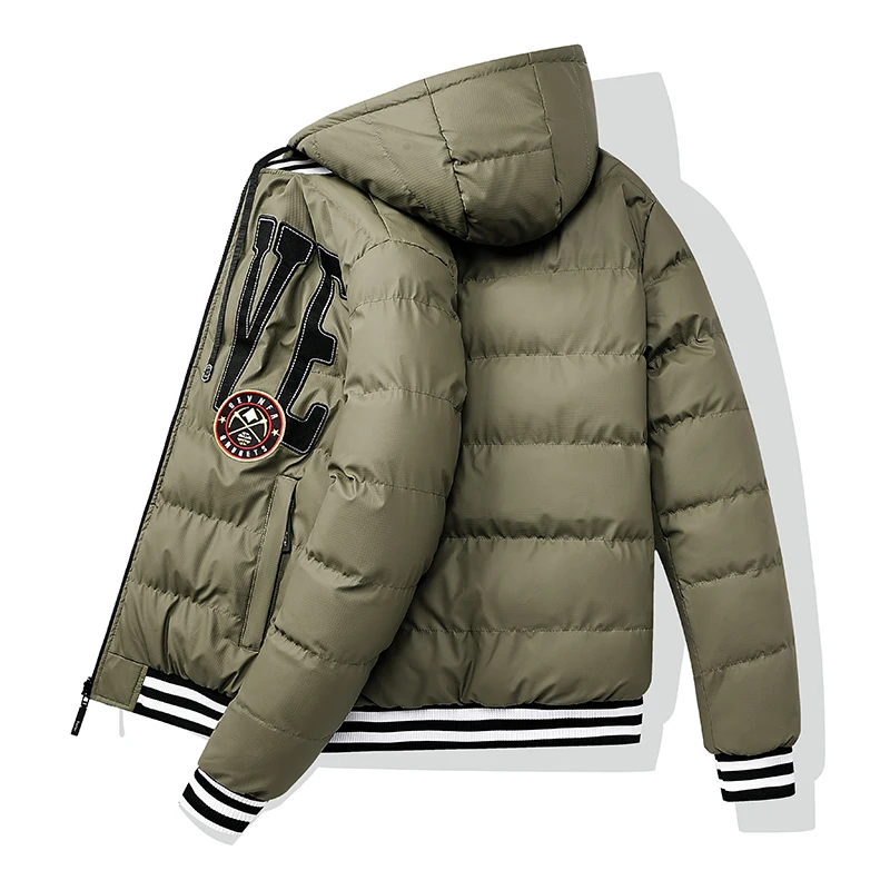 Cappello rimovibile casual da uomo all'aperto Mantieni caldo Parka Cappotto da indossare su due lati di nuova moda Comfort invernale Ispessimento Stampa Top da uomo