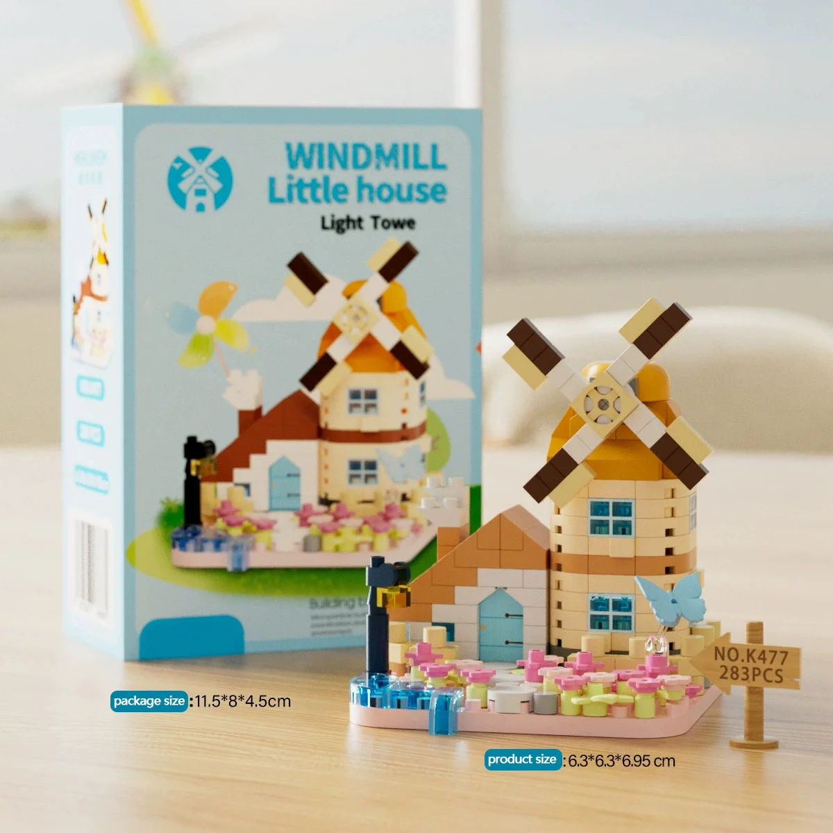 MOC Windmill Cottage Micro Building Blocks Kit Wooden House Hut Log Cabin Bricks Toys for kids Gift