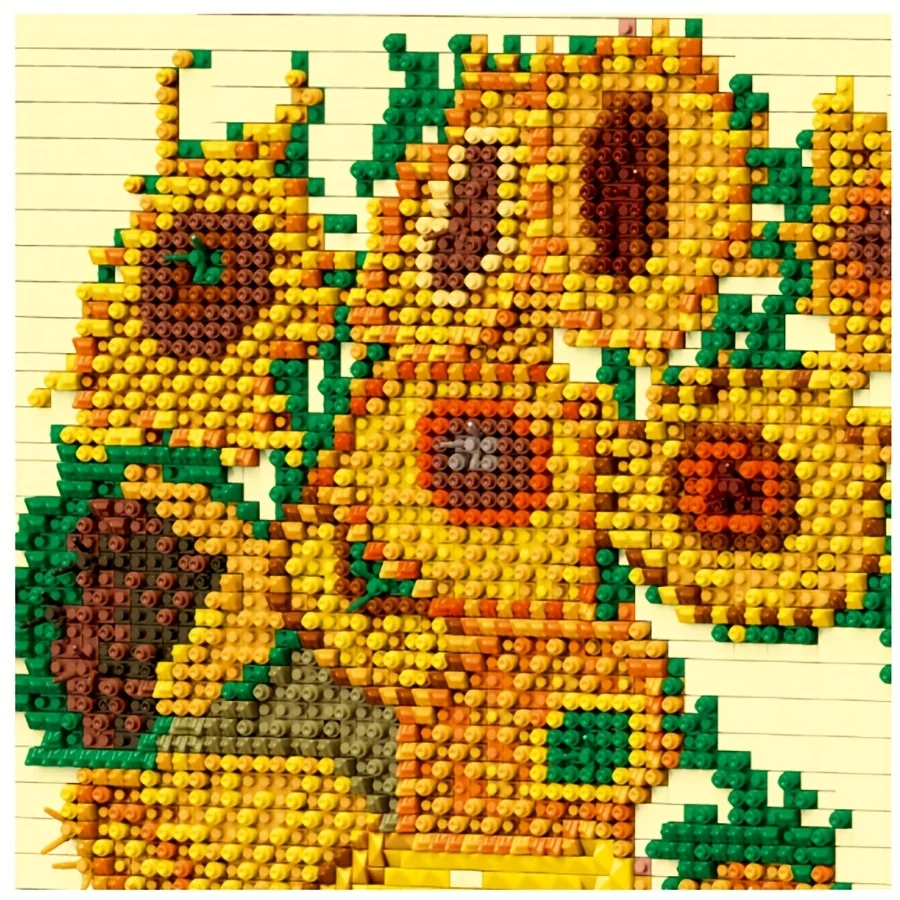 3488 шт., набор игрушек из строительных блоков в виде фоторамки с подсолнечником, лучший выбор для украшения домашнего офиса и подарка