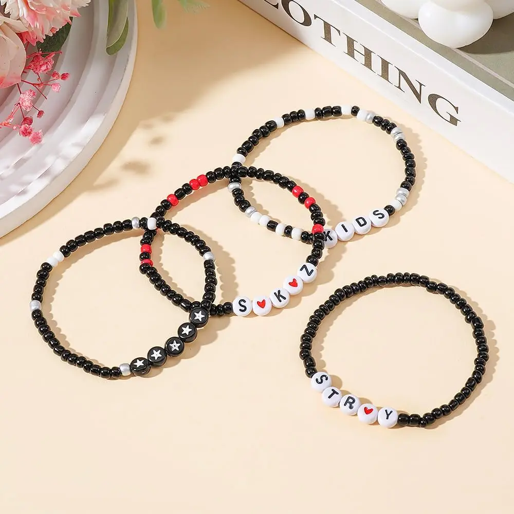 مجموعة أساور - أساور الصداقة المستوحاة، هدايا مثالية من S-K-Z-Stray Merch لملابس أعياد الميلاد وأعياد الميلاد
