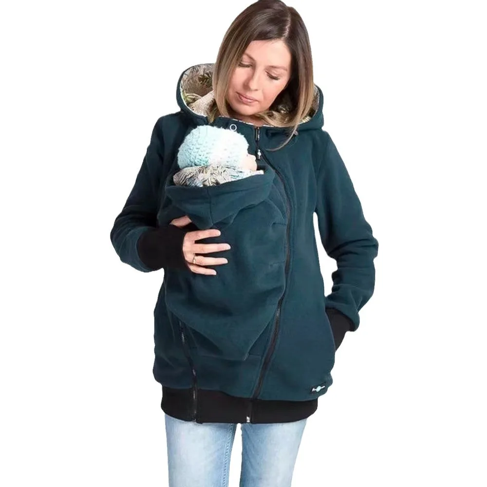 Kangaroo Mom Hoodie Damen Materni Clothing Two-In-One Cross-Border Winter Faion Fce-Futter Sweatshirt von Tee-Acetat...