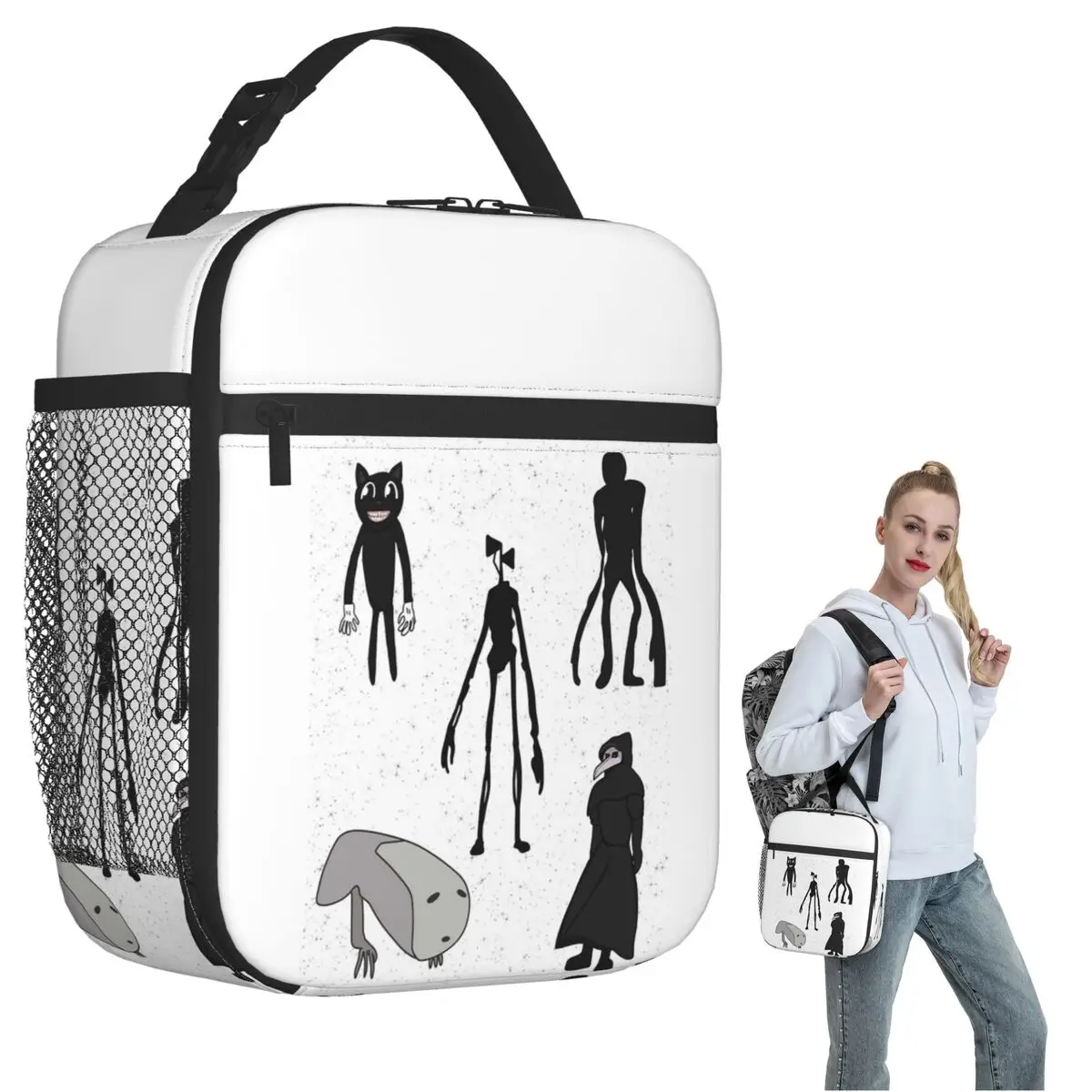 Bolsa térmica para el almuerzo con diseño de Siren Head Breaking News, Witch Dr, Bridge Worm, Cartoon Cat, para mujeres y niños, loncheras térmicas
