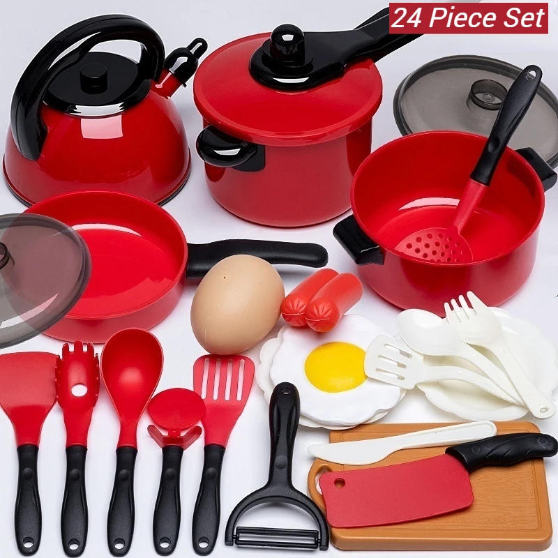 Mini ensemble de jouets de cuisine pour enfants: cuisinière à Induction de Simulation, ustensiles de cuisine et de frire, jouets ménagers, ensemble complet