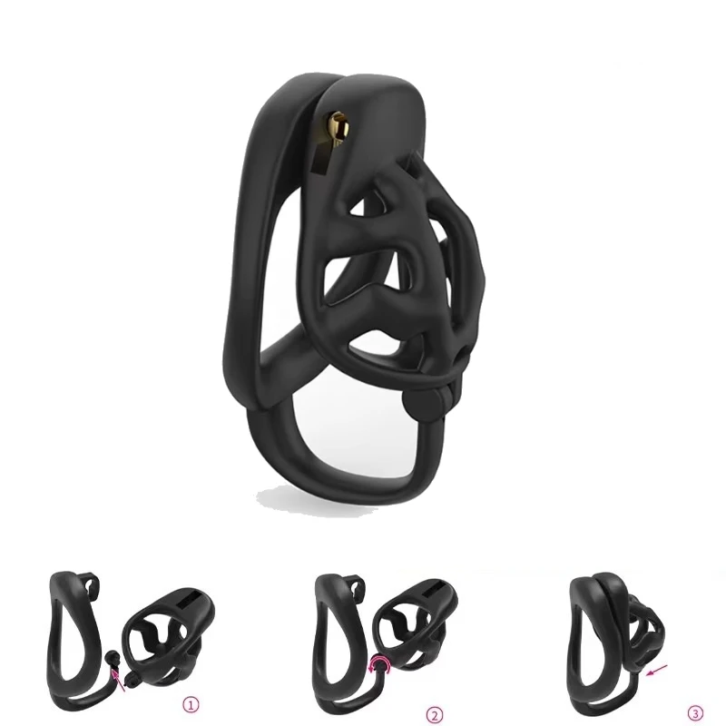 Flip-Top Design Male Chastity Cage Device Breathable Cock Cage with 3 Size Penis Rings Bondage Fetish Adult Sex Toys for Men Gay