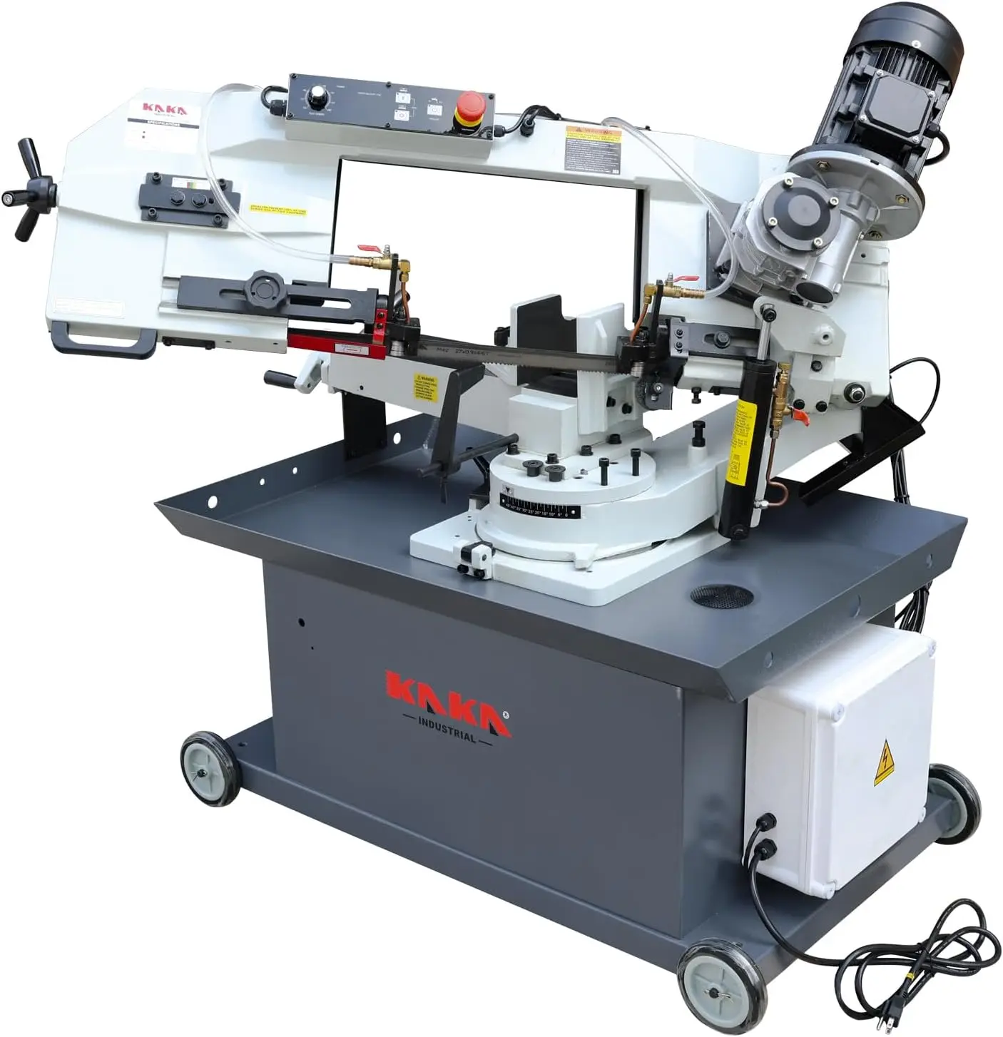 

KAKA INDUSTRIAL 9" x 12" Horizontal Metal Cutting Band Saw, Gear Drive Bandsaw with Stepless Speed Regulation Heavy-Duty 2 HP (1.5kW) Motor, 110V 1PH and 45-Degree Swivel Head