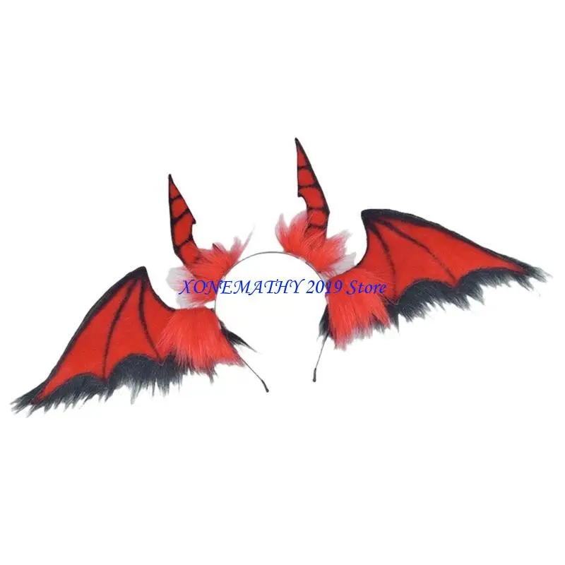 

F42F Bat Headbands Party Wear Devil Oversized Headwear for Music Festivals Photo Props for Halloween Photography