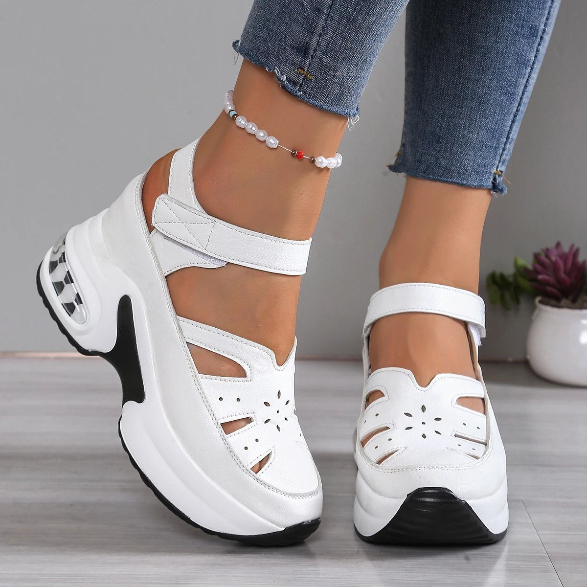 New Summer Closed Toe Women Sandals Fashion Plus Size Casual Shoes New Hollow Out Light Comfortable Platform Sandals Zapatos image 3