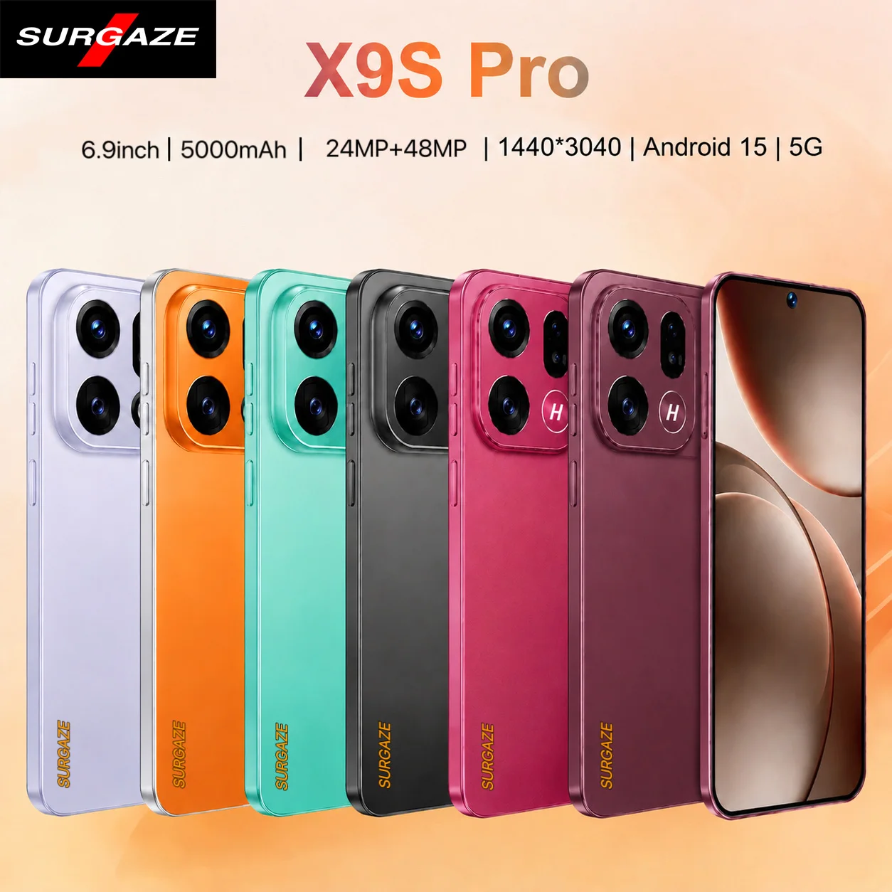 SURGAZE High-Performance X9S Pro Smartphone 16GB+1TB Android15 5000mAh 6.9-inch 5G Dual SIM Global Version Mobile Phone Arrival