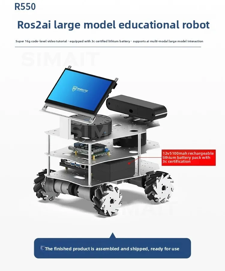 Compatible with Ackermann ROS2 Robot AI R550 Car Differential Mecanum Pi 5 Mapping