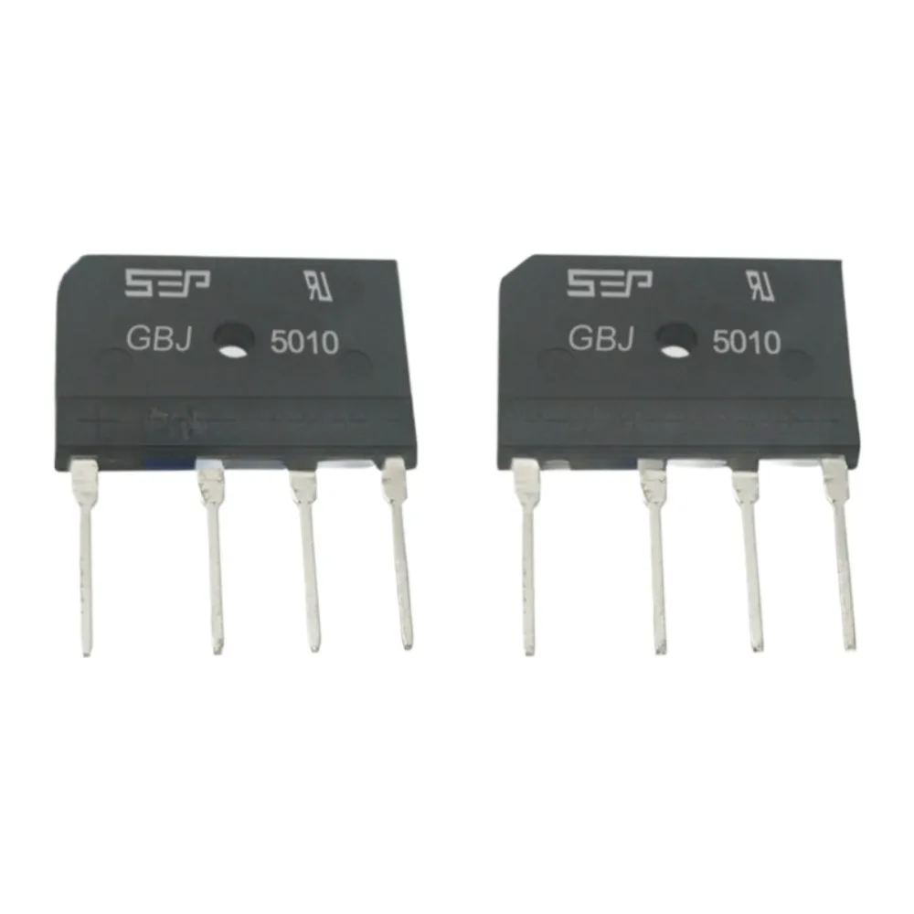 

5pcs GBJ5010 Bridge Rectifier 50A 1000V, Single Phase Flat Pin with Metal Base Plate, Heatsink Mountable for Industrial Power/Ar