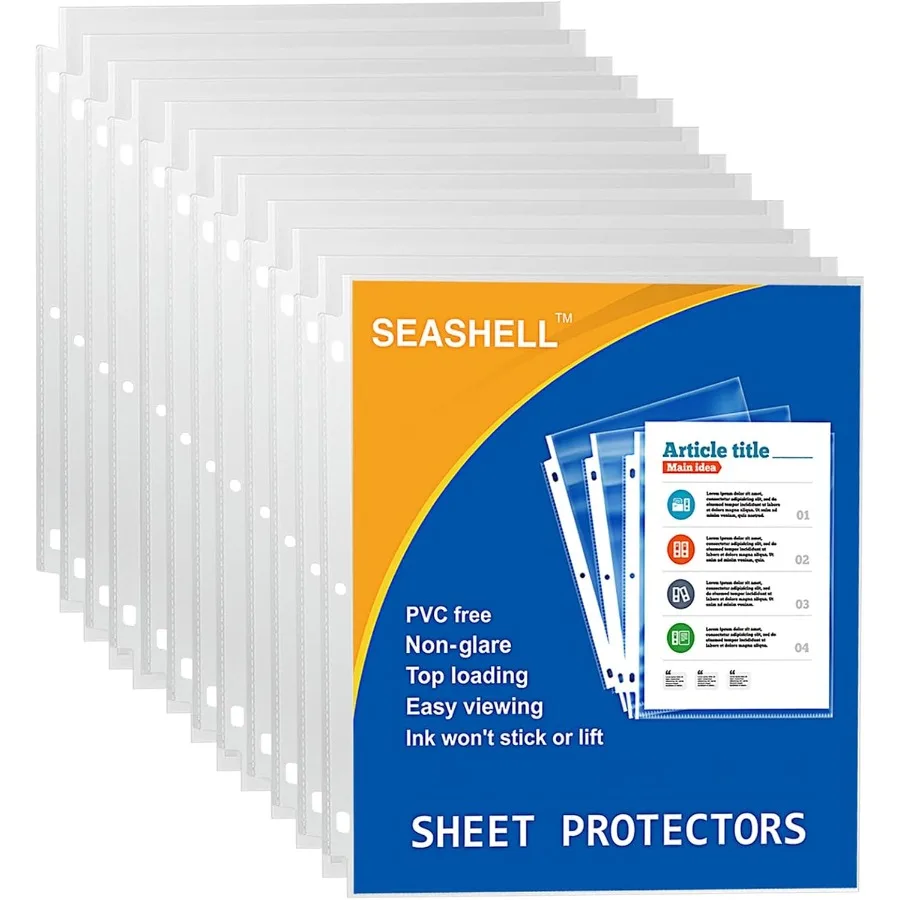 

100 экономичных небликовых защитных листов. Пластиковые защитные пленки для 3-кольцевых переплетов. Размер буквы. Верхняя загрузка. 3-отверстие. Пуховая переплетная папка.