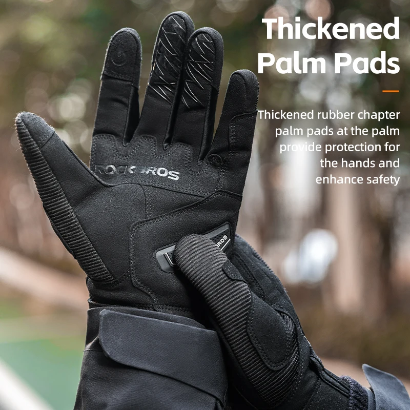 ROCKBROS Cycling Gloves Full Finger Gloves Breathable Anti-slip Palm Touch Screen Gloves Men Outdoor Sports Motorcycle Gloves