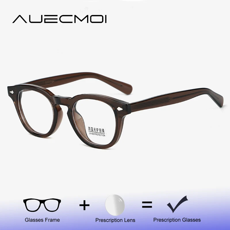 

AUECMOI Classic Acetate Men Eyeglasses Frame Myopia Customizable Prescription Glasses Women Anti Blue Ray Optical Photochromic