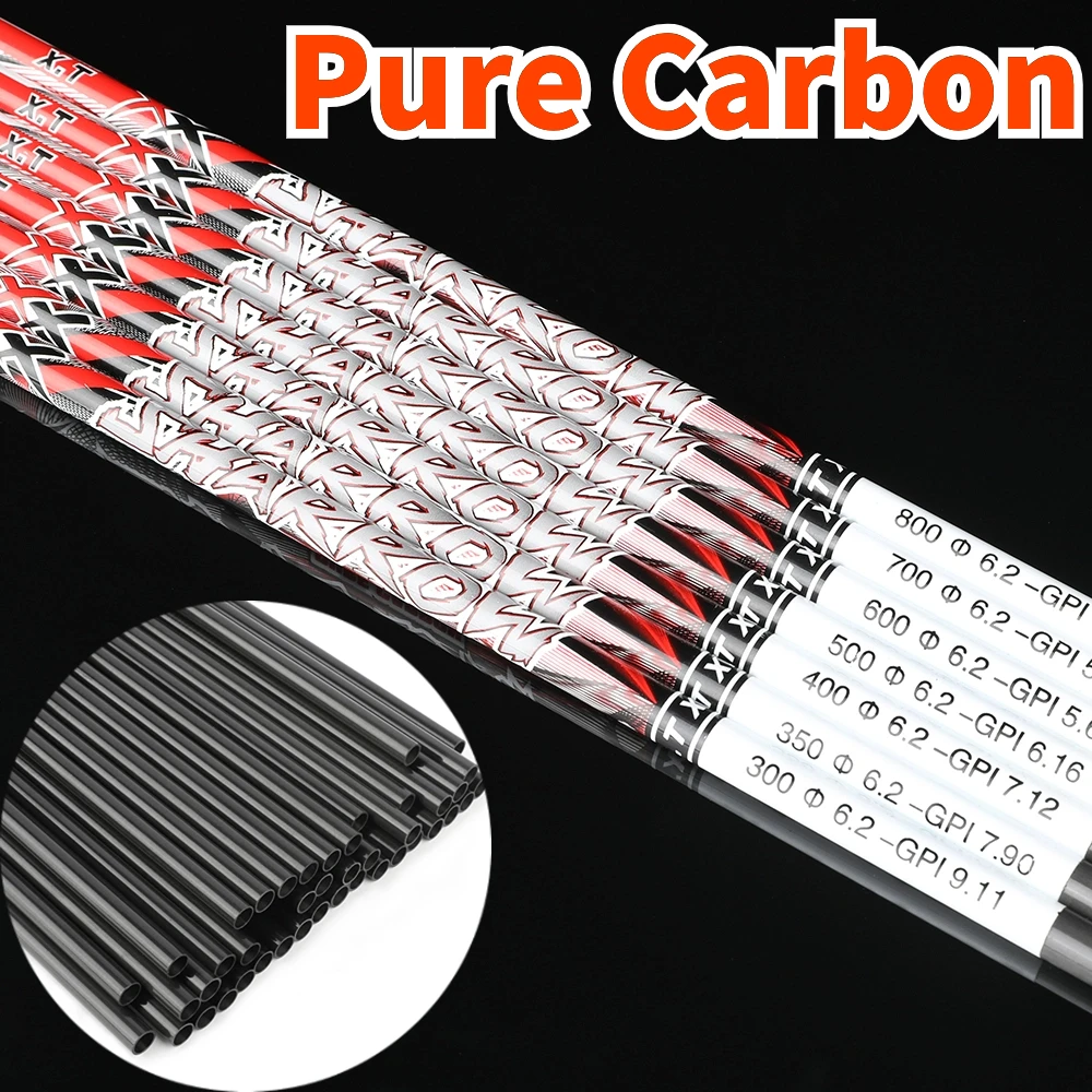 Pure Carbon Arrow Shaft, Arco e flecha, Caça, Acessórios de Tiro, Spine300, 350, 400, 500, 600, 700, 800, 6, 12pcs, 32\