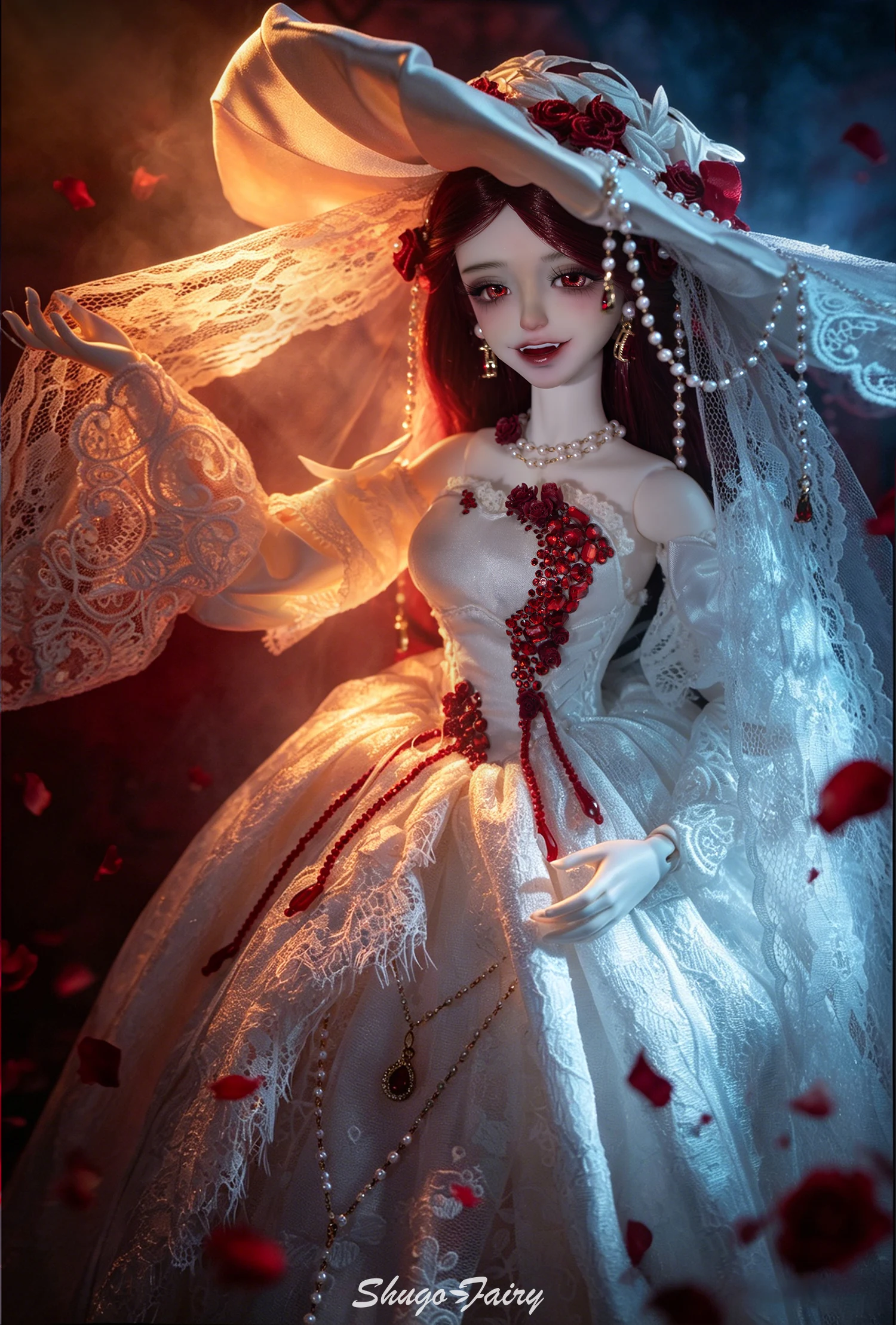 ShugaFairy Cassandra F BJD 1/4 Resin Full Set Noble Revenge Heiress Grinning Head with Wide-Brim Hat Handmade Ball Jointed Doll