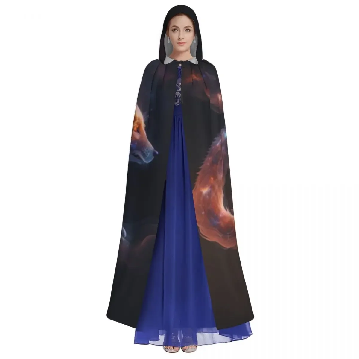 Adult Vampire Cape Hooded Robe Galaxy Fox Halloween Full Length Cosplay